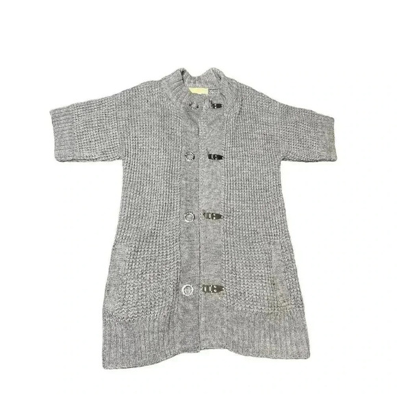 Womens Michael Kors Gray Metal Toggle Cardigan Sweater Wool Blend Size M EUC - Picture 6 of 13
